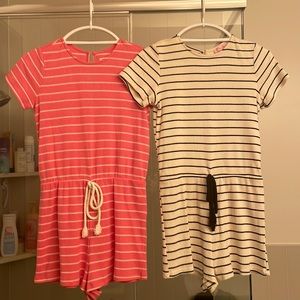 TWO Cotton striped rompers